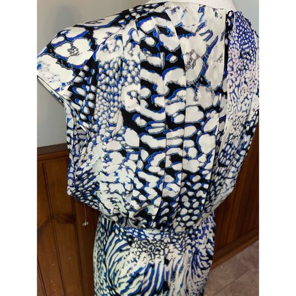 NWOT Womens Rebecca Minkoff Silk Lily Bloussant Blue Black Leopard Print Dress 2 - Picture 6 of 11
